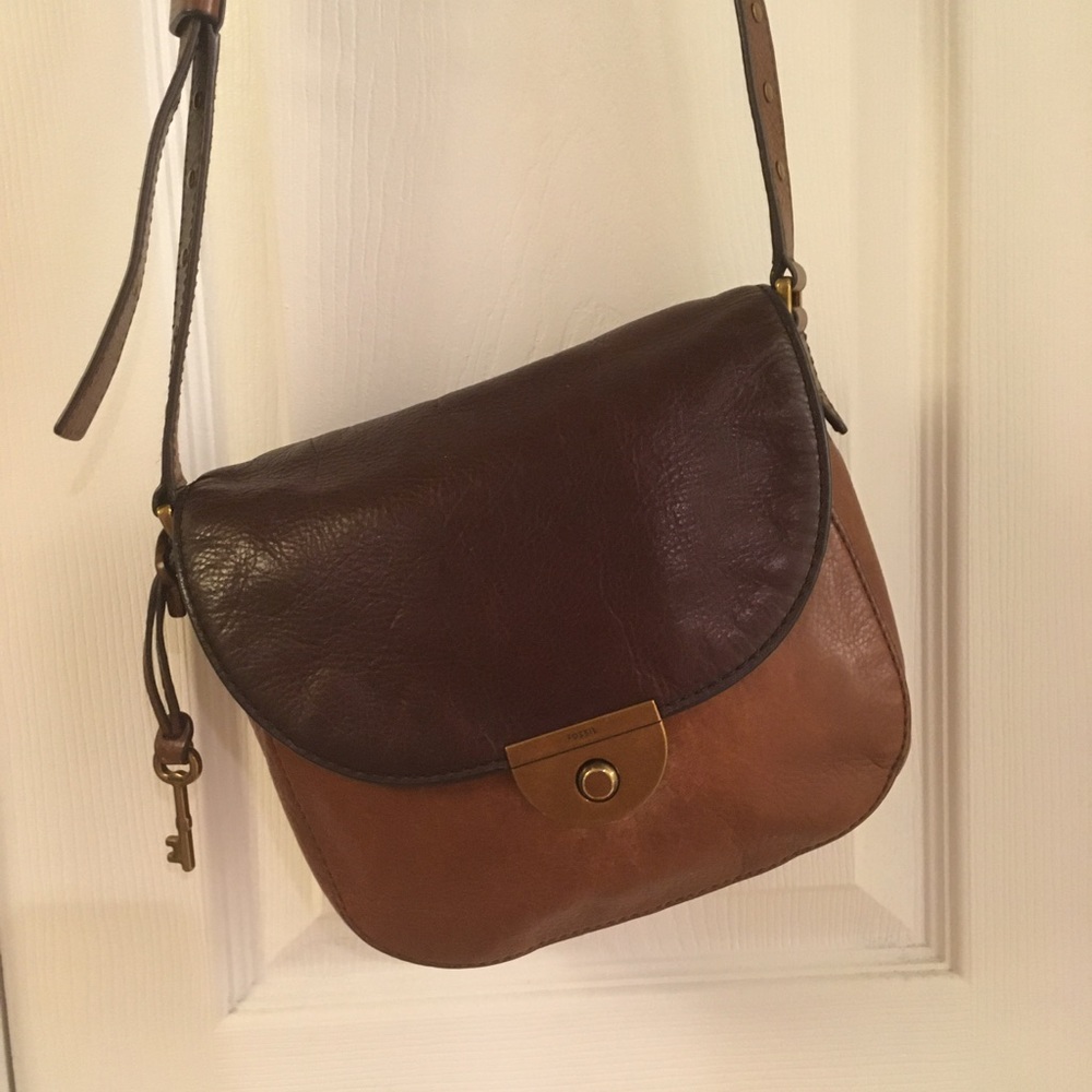 Fossil Emi Two-tone Leather crossbody bag